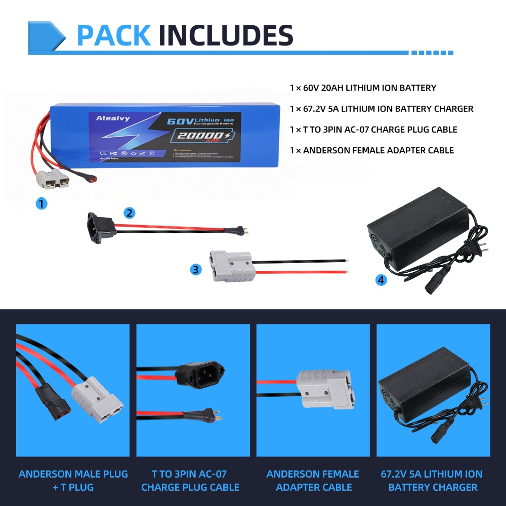 بطارية أليفي 60 فولت 20 أمبير  - مراجعة 60V 30Ah 21700 Battery Pack وسعره